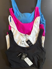 Express Body Contour Bodysuit Lot 4 Women M Scoop Neck Black White Pink Blue