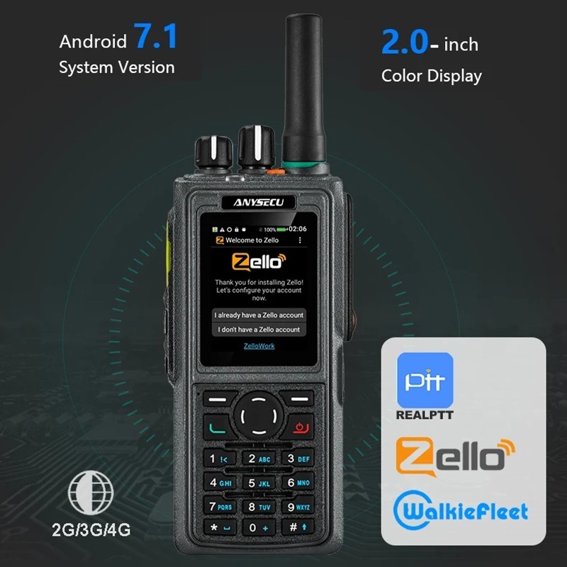 ANYSECU Zello HD760 4G Network Radio Android 7.1 Unlocked Real-ptt
