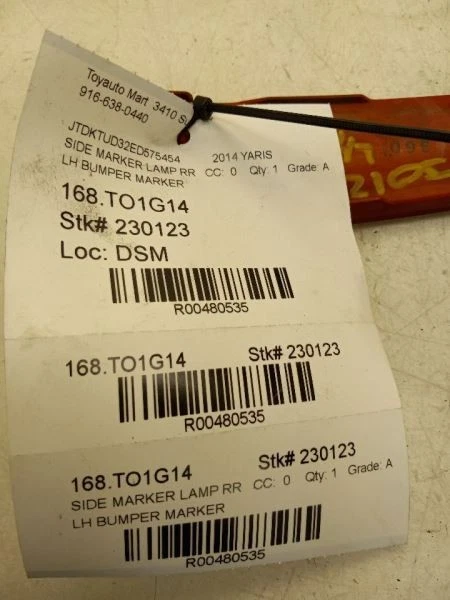 2014 TOYOTA YARIS 1.5L DRIVER SIDE REAR BUMPER MOUNTED SIDE MARKER - Image 3 of 4