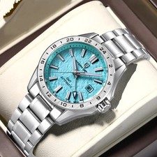 PAGANI DESIGN PD-1792 GMT Automatic Watch Sapphire Sky Blue/Blue 10Bar 39mm NEW
