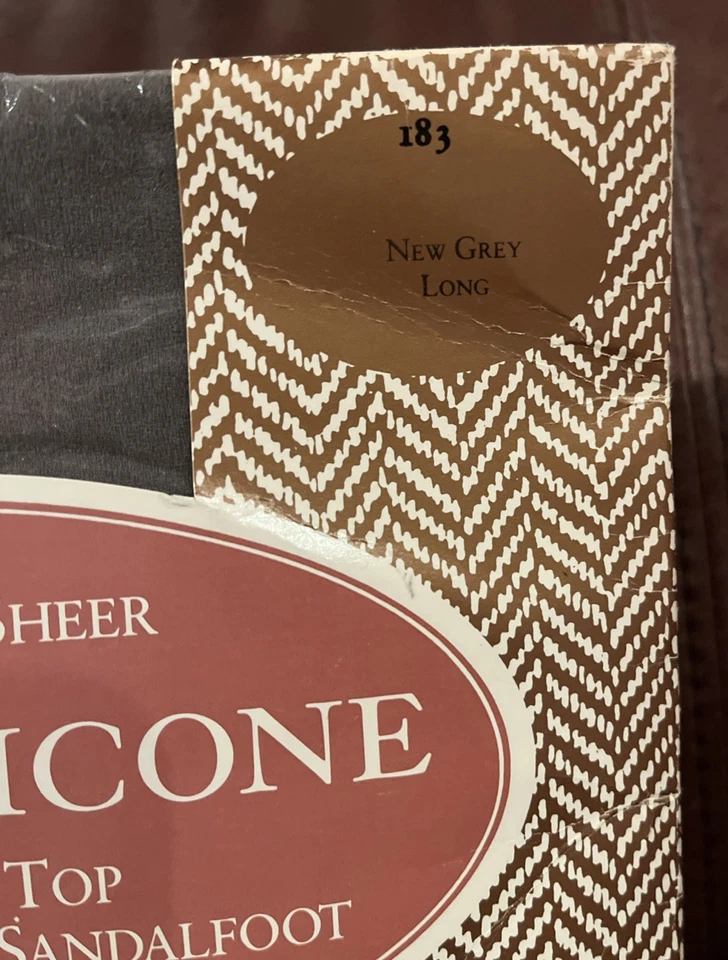 De Colección Evan-Picone Silkee Transparente Nuevo Gris Largo Control A Sandalio Panty Manguera Foto 2 de 4