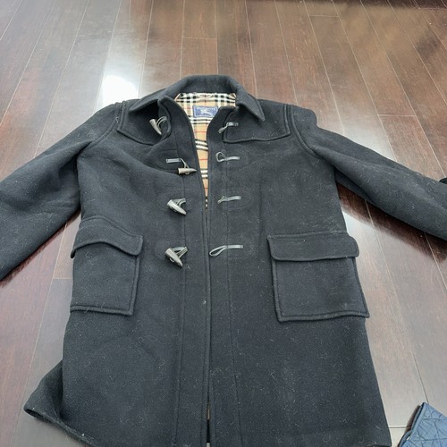 Vintage Burberry’s Women’s Wool Duffle Coat Black W20 Toggle Closure Rare - Picture 1 of 10