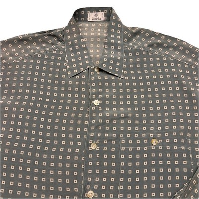 Zanella Button Up Shirt Sz M Men 100% Rayon Made In Italy