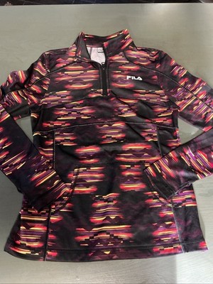 Fila Sport Womans Jacket Small S 1/4 Zip Thumb Holes  Multi Color Base Layer