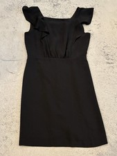 Ann Taylor LOFT Dress Womens 2 Black Flutter Sleeve Straight A Line Casual