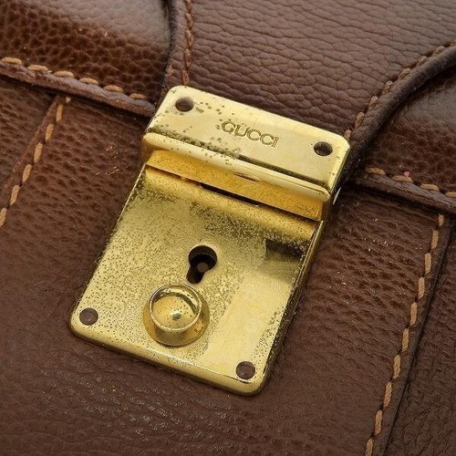 Gucci 70's Travel Garment Bag Trunk Business Leather 42x71x21cm pre-owned - Picture 4 of 10