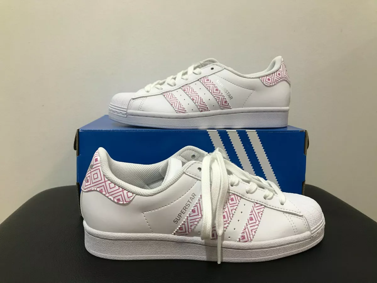 adidas Originals Superstar J Sneaker Girl&#039;s Size White/Pink #FX2989 | eBay