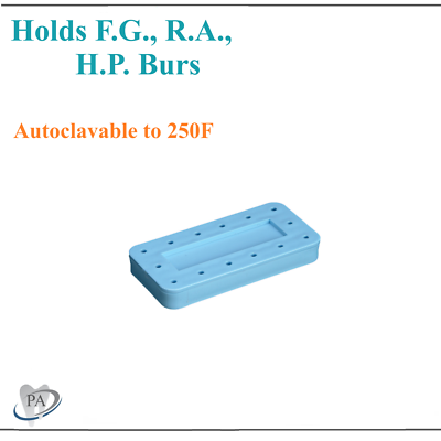 Magnetic Rectangular Dental Lab Bur Block Holder - Holds 14 Burs, For