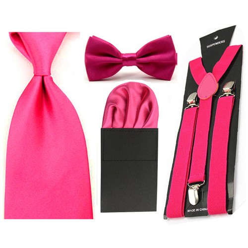 Cravatta uomo raso fiocco 8 cm larghezza cravatta tasca quadrata fazzoletto bretelle set matrimonio - Foto 3 di 8
