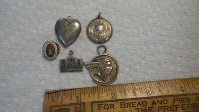 Vintage Charm, Pendant Lot Heart, Methodist,Pontiac,Alamo,IBA