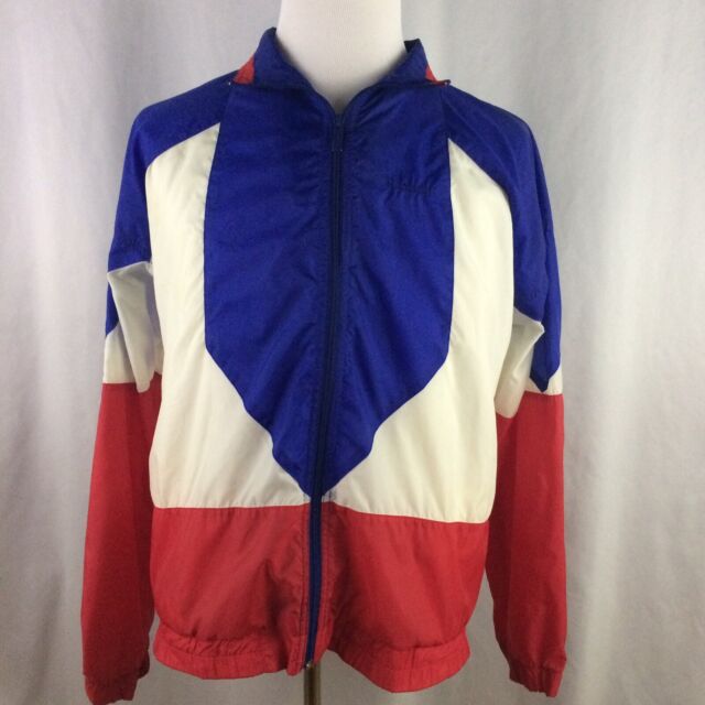 Vintage Reebok Windbreaker Track Jacket Large Red White Blue Color ...