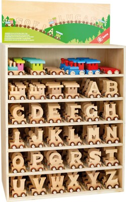Buchstabenzug Holzbuchstabenzug Namenszug Taufe Eisenbahn A-Z natur bunt Legler
