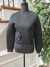 Intropia Womens Black 100% Polyester Long Sleeve Front Full Zip Casual Jacket 34