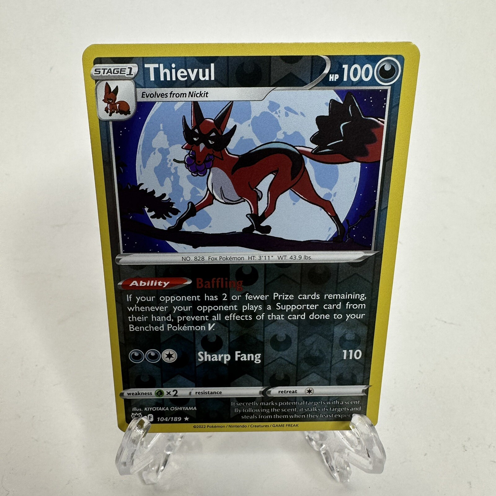 Pokemon Thievul 104/189 Reverse Holo Rare Astral Radiance TCG Card NM