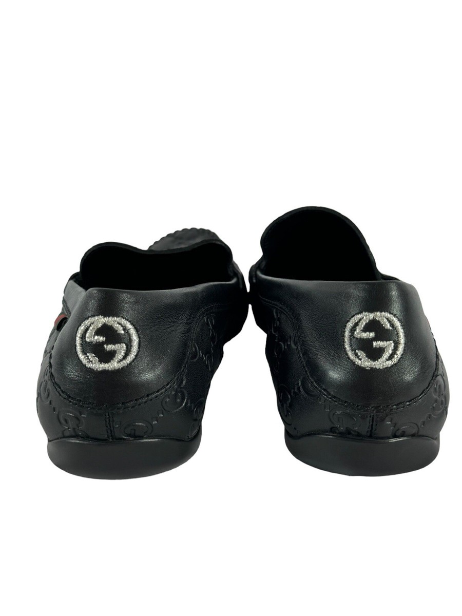 GUCCI 170618 Black Leather Guccissima GG Men