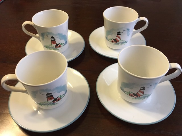 corelle-outer-banks-lighthouse-cup-and-saucer-sets-4-ebay