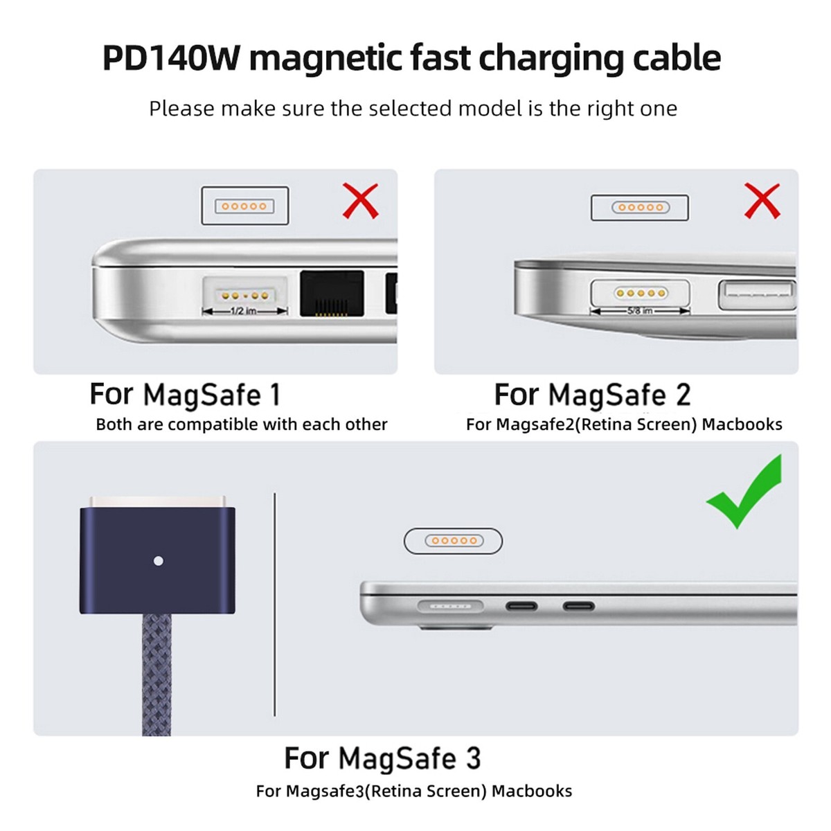 USB-C to MagSafe 3 Cable (2m) for Macbook Pro M3 14
