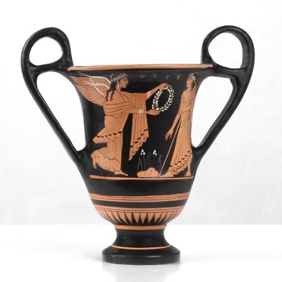 Ancient Greek Museum Replica - Red-Figure Vase with Nike and Zeus