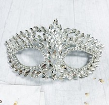 Silver masquerade mask, Clear Crystal Mask, Masquerade ball mask, Party Mask