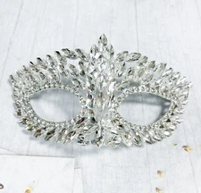Silver masquerade mask, Clear Crystal Mask, Masquerade ball mask, Party Mask