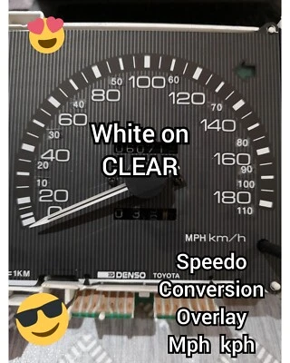 SPEEDO OVERLAY CONVERSION KIT STICKERS MPH or KPH WHITE CLEAR SPEEDOMETER DIALS