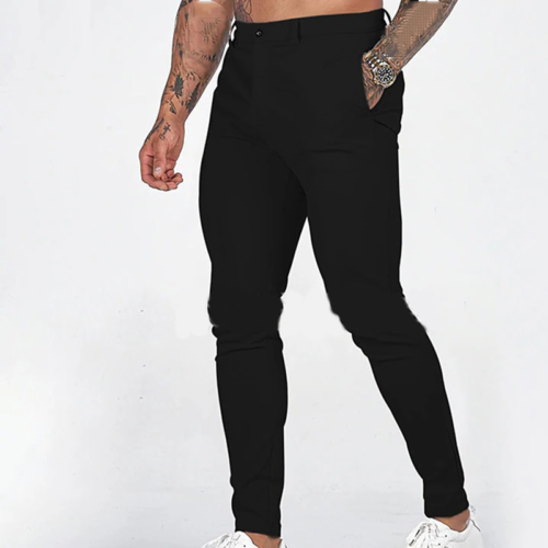 Pantaloni da lavoro uomo slim casual sportivi tinta unita skinny business - Foto 7 di 20