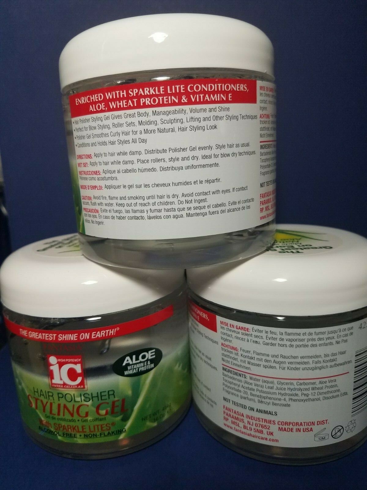 3 IC HAIR POLISHER STYLING GEL WITH ALOE & VITAMIN E  16 OZ EACH ALCOHOL FREE