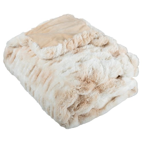 Faux Faux Throw Blanket 80X60 Inch Soft Cream Jacquard Oversized Luxury