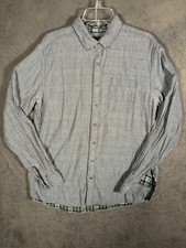 Eddie Bauer Button Up Shirt Mens LT Lg Tall Classic Fit Blue Plaid Long Sleeve