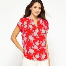 41 Hawthorn Floral Tiffiny Tulip Sleeve Flowy Blouse Womens Size XS Petite NWT