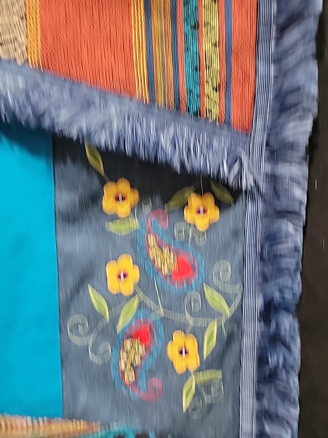 Indigo Moon Patchwork Jacket Size L Embroidered B… - image 8