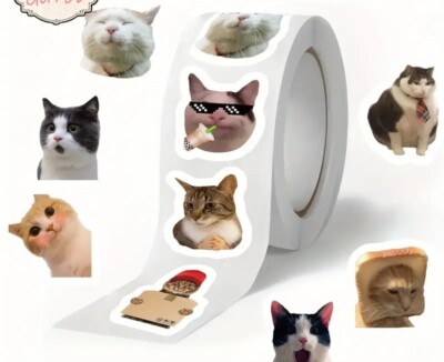 100 Mini Cute Cat Meme Stickers - Kitty Decals Phone Water Bottles Laptops