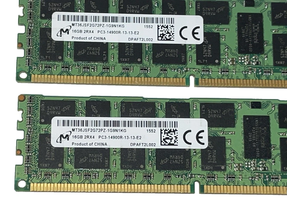 64 GB Micron (4x16GB) MT36JSF2G72PZ-1G9 PC3-14900 (DDR3-1866) Server Ram - Bild 2 von 2