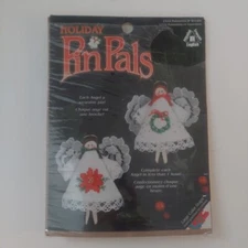 Vintage 90's Holiday PinPals #2322 Angel Wearable Pin Ornament Cross Stitch NEW