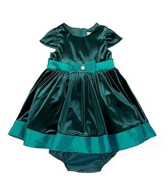 RARE EDITIONS Baby Girl 12M Velvet Fit Flare Dress NWT