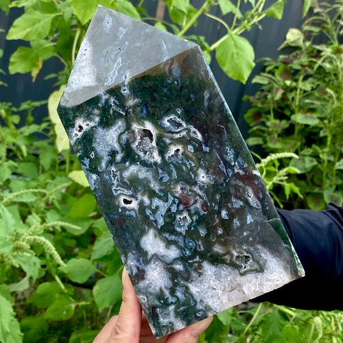3.5LB Natural Geode Aquatic Plant Water Grass Moss Agate Obelisk Crystal Reiki - 第 11/16 張圖片