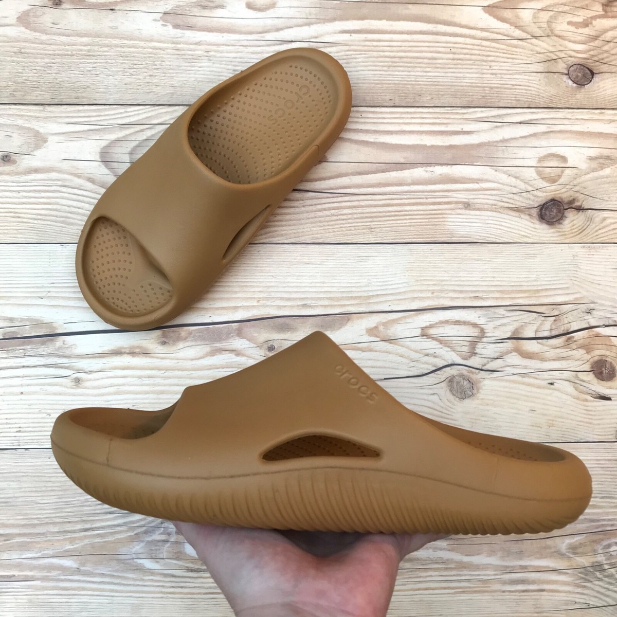 New* Crocs Mellow Slide Sand (Tan) Select-a-Size | eBay