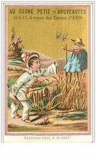 Chromos.Magasin Au Gagne Petit.Fond Dore. No. 14.Approximately 6.5 Cm By 10 Cm.