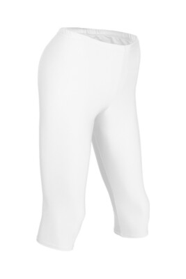Capri Caprihose weiß kurze Leggings glänzend Damen stretch shiny glänzend