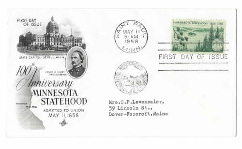 1958 MINNESOTA STATEHOOD #981 US FIRST DAY COVER ARTCRAFT CACHET FDC