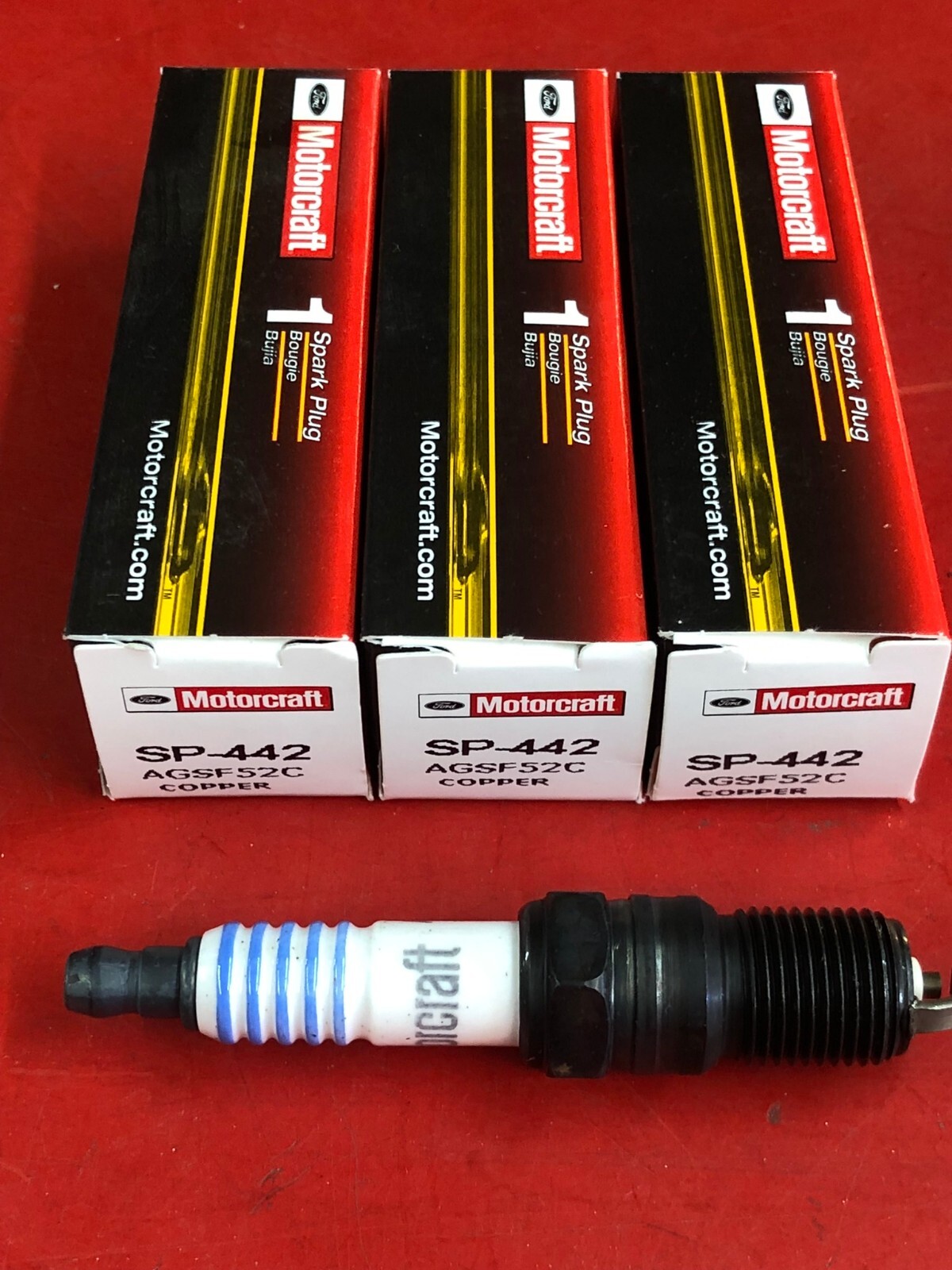 SET OF 3 MOTORCRAFT SP-442 SPARK PLUGS FOR SELECT FORD CHEVY GMC BUICK PONTIAC