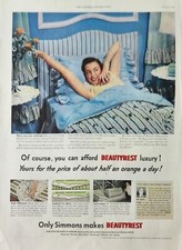 1951 Simmons makes beautyrest mattress Vintage Ad supports you better