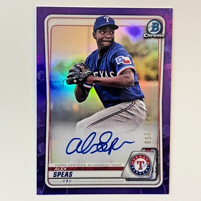 2020 Bowman Chrome Rookie Autograph Purple Refractor Alex Speas /250 White Sox