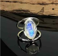 Rainbow Moonstone 925 Sterling Silver Handmade Statement Gift Ring All Size R34