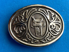 Vintage Western Silver Saddle Cowboy Bull Rider Belt Buckle