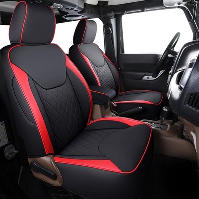 Coverado Seat Covers 4-Door Fullset for Jeep Wrangler JK JL, Leather Car Seat...