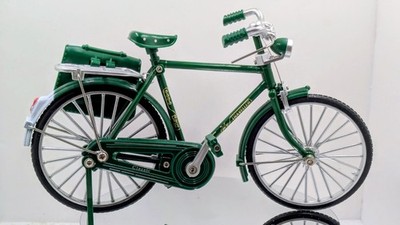 Mini China Post Green Bike Model Assembled