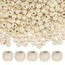 500-Pack Natural Wood Beads 9x10mm for DIY Crafts/Bracelet Beige 