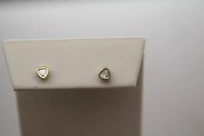 14k Yellow Gold Heart Cut CZ HEART DESIGN STUD earrings 