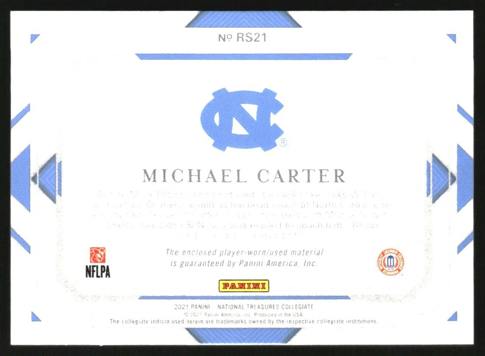 2021 National Treasures Collegiate Rookie Silhouettes Blue #21 Michael Carter/75 - Image 2 of 2